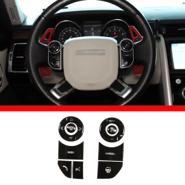 klend-cartrim Alloy Steering Wheel Button Sticker Patch Trim For LR Range Rover Vogue 2013-17