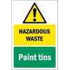 Hazardous waste/Paint tins, safety sign - 1mm flexible Plastic sign (300mm x 200mm)