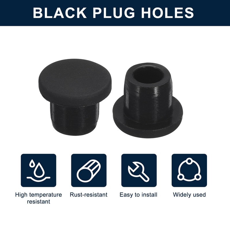 sourcing map 5 Pcs Black Plug Holes, Waterproof Rubber Button