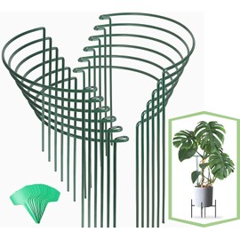 Joyhalo 12 Pack Plant Support Stakes, 16 Inch Plant Stakes for Outdoor Plants, Peony Cages and Supports, Peony Cage with 15 Pcs Twist Ties, Flower Stakes Peonies Support Cages for Plants