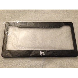 Stickysight.com Aggressive Pitbull Dog Stance - Automotive Black Automotive License Plate Frame - Love My Dog Pit Bull