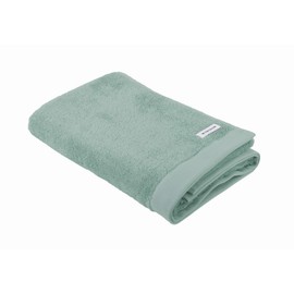 Tom Tailor Bath Towel 70 x 140 cm 100% Cotton Terry Towel with Two Hangers and Label with Logo, Colour Bath Towel Turquoise (Fresh Sage)