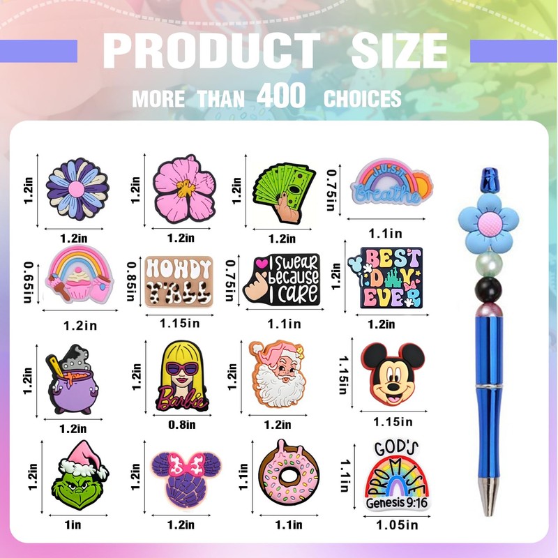 110Pcs Non-Repeat Cartoon Silicone Focal Beads for Pens, Random Focal