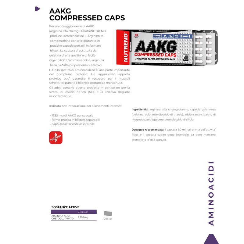 Nutrend AAKG 7500 COMPRESSED CAPS L-Arginin-Aminosäure-Stickstoffbilanz 120 Caps