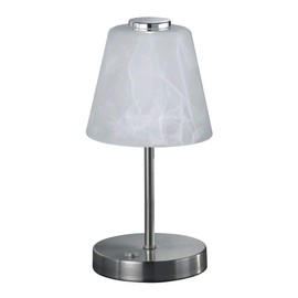Reality Leuchten Emmy R52541907 LED Table Lamp, Metal, 2.5 Watt, Matte Nickel, Alabaster-Coloured Glass, White, 4x Touch