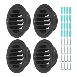PATIKIL 4 Inch Round Air Vents, 4 Pcs Outlet Vents Cover Bulk Cover 304 Stainless Steel Louver Grille Cover Ducting Air Ventilation Wall Vent Cover for Ceiling Mount Bathroom Vent, Black