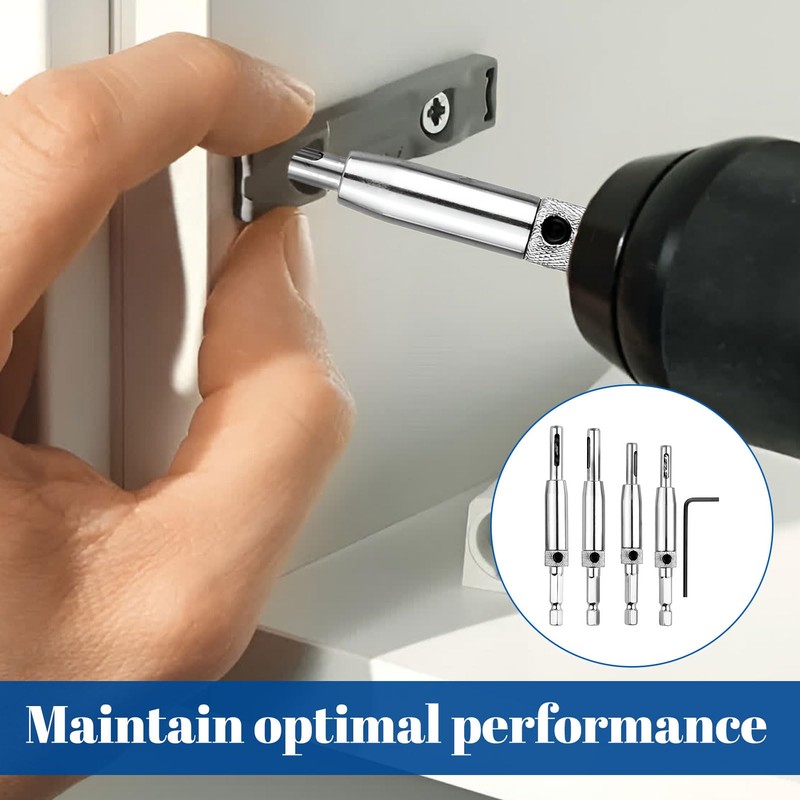 Self Centering Drill Bit Set, 4pcs Hinge Drill Bit Self