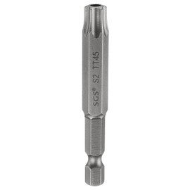 sourcing map TT45 Security Torx Head Screwdriver Bit 2.56" (65mm) Long 1/4" Hex Shank Magnetic Tamper Proof 6 Point Star Screw Driver Drill Bits S2 Steel Hole Tip Industrial Power Tools