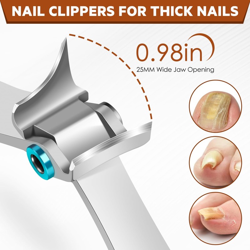 Toenail Clippers for Thick Toenails with Slant Wide Jaw Opening,