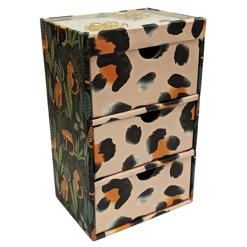 Quickdraw Animal Print Mini Desk Tidy – 3 Drawer Organiser
