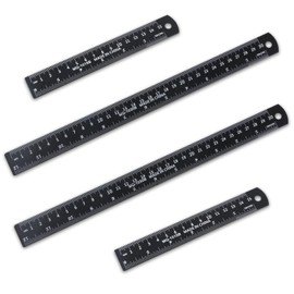 4 PCS Metal Ruler Kit, 12 Inch and 6 Inch Straight Edge Ruler Stainless Steel Ruler with Metric Measurement Scale Ruler with Inch to MM Conversion Table for Students Machinist and Drafting