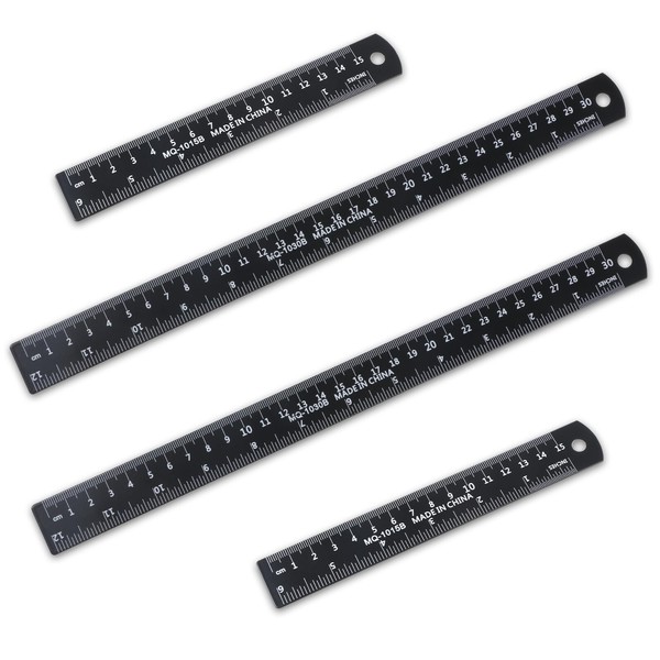 4 PCS Metal Ruler Kit, 12 Inch and 6 Inch
