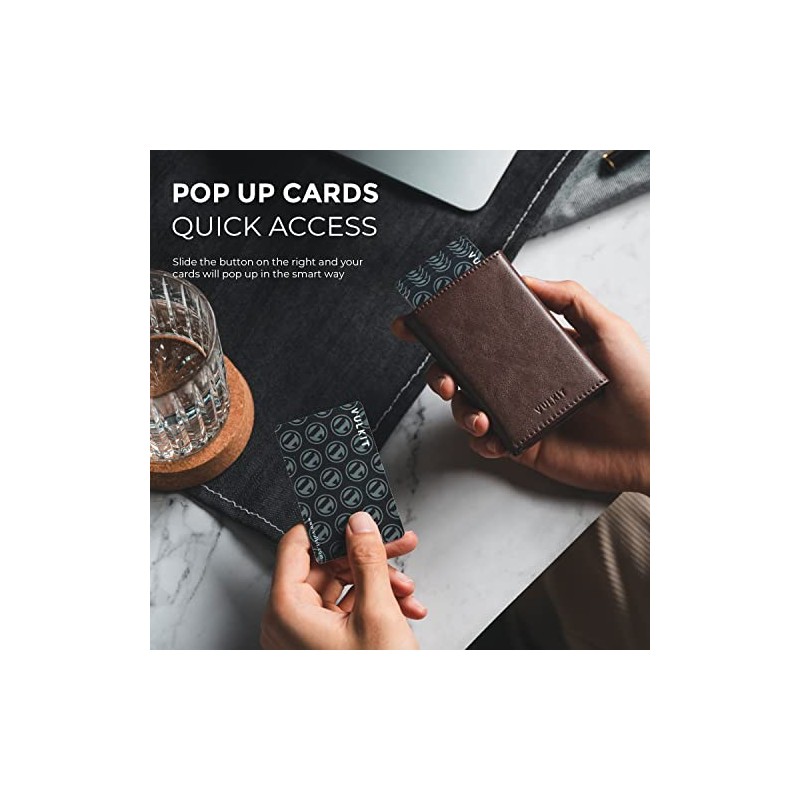VULKIT Cartera Tarjetero Billetera Pop Up Cierre Magnético RFID Billetera