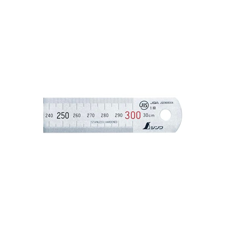 [Shinwa Rules] 30 cm Stainless Steel Rule, JIS Grade 1,