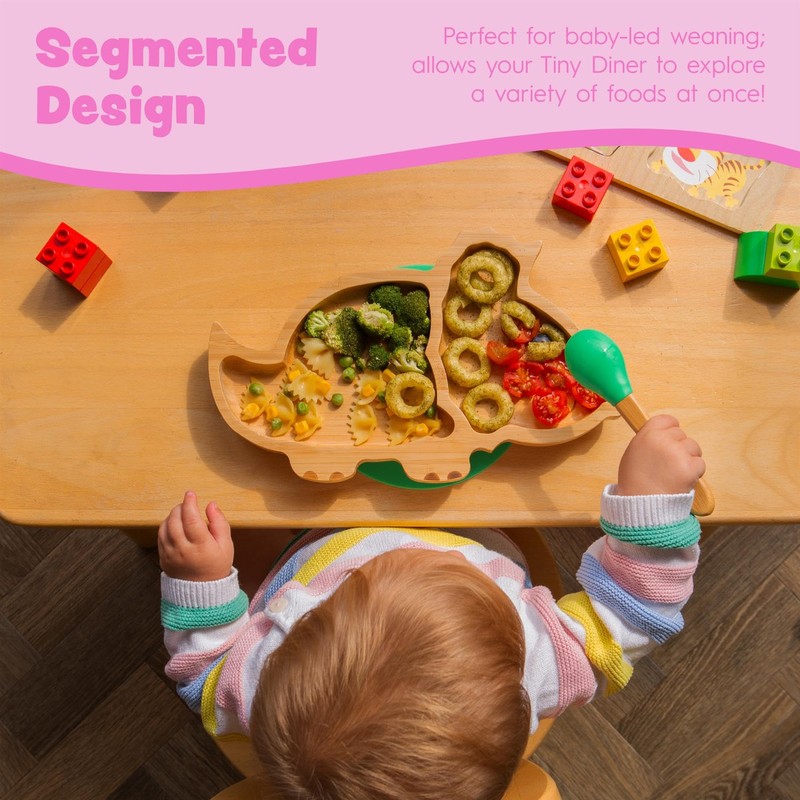 Tiny Dining Children's Bamboo Dinosaur Plate with Suction Cup -