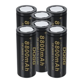 ABCTOY 26650 Rechargeable Battery 3.7V Lithium 6 Pack Flat Top 8800mAh Large Capacity for Headlamp LED Flashlight