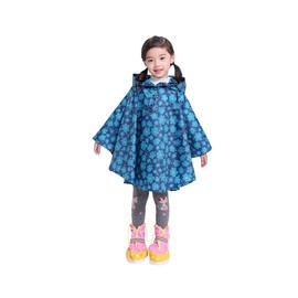 Freesmily Chubasquero impermeable para niños y niñas, Flor azul, Medium