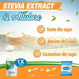Stevia – Allulose All Purpose Sweetener Multi-Pack-2: 1X Sugar Sweetness; Total Servings 228; Zero Calorie Sweetener, Sugar-Free Substitute for Baking, Smoothies, Coffee; Low Carb Keto Diet Friendly Food | Pack of 2, 1-LB/Each