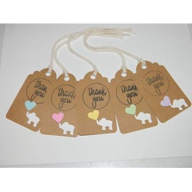 Elephant Thank you tags - Baby Shower Favor Tags - Set of 20 - Pick Heart Color