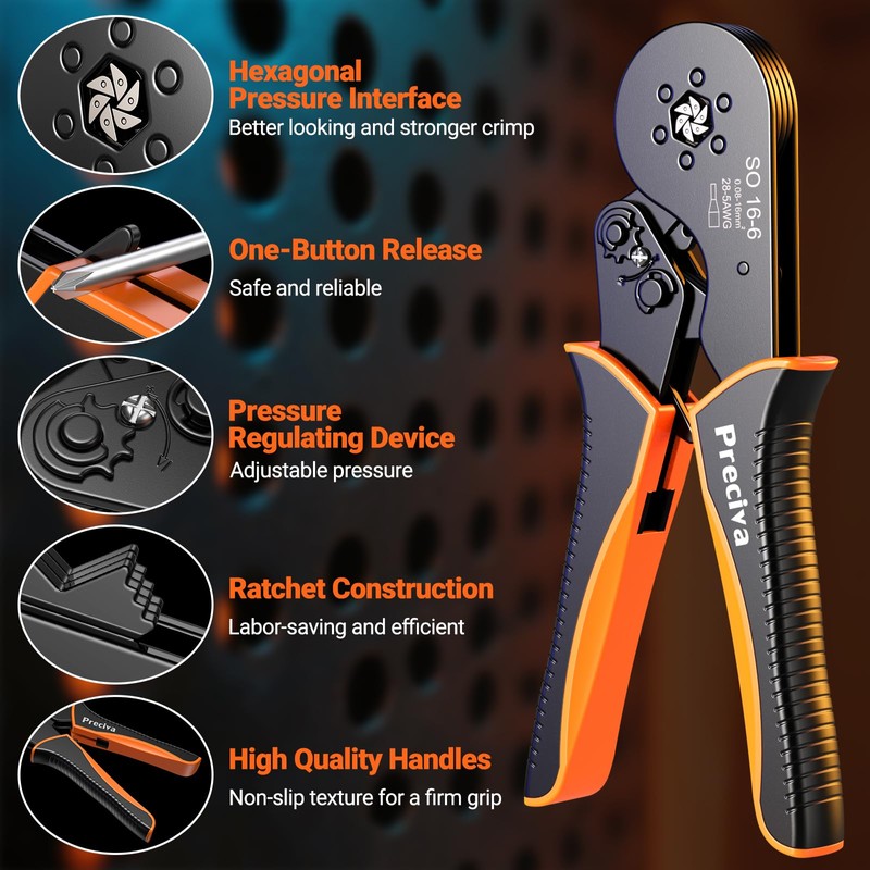 Preciva Ferrule Crimping Tool Kit - AWG 28-5 Hexagonal Ferrule