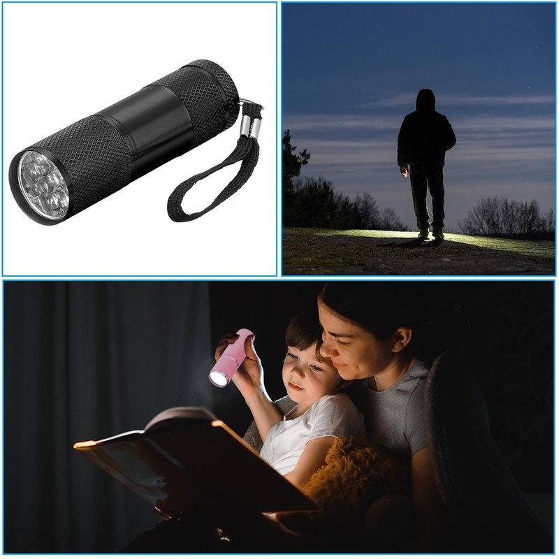 PATIKIL 9 LED Mini Flashlights, 2 Pcs Aluminum Pocket Flashlight