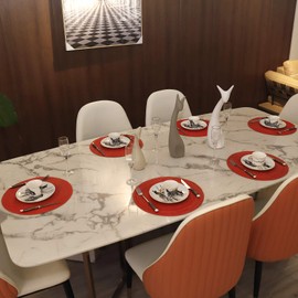 MaoXinTek Round Cotton Placemats, 35.5 cm Easy Care Washable Braided Placemats for Kitchen, Dining Table, Party Decor (Set of 6)