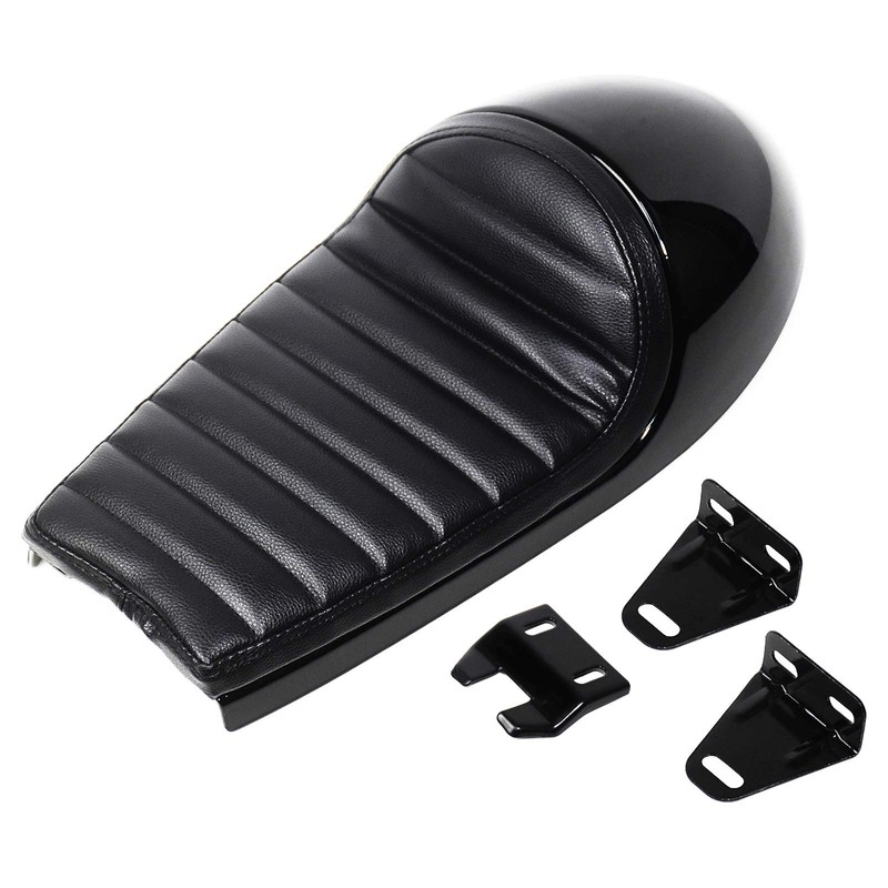 DKMOTORK 0391 Motorcycle Hump Cafe Racer Seat All Black（gloss black