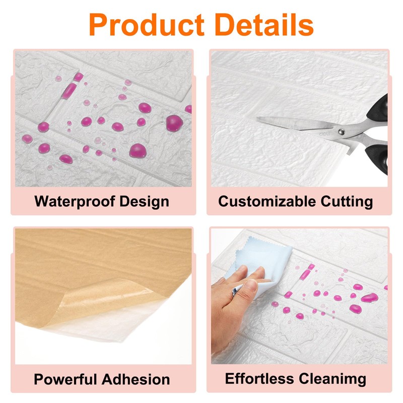 HARFINGTON 20pcs 3D Brick Effect Wall Panels 29 sq.Ft Coverage