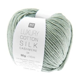 Rico Design 50 g Luxury Cotton Silk Cashmere dk – Colour 04 – Aqua – The Yarn Inspires With Its Even Stitch Pattern