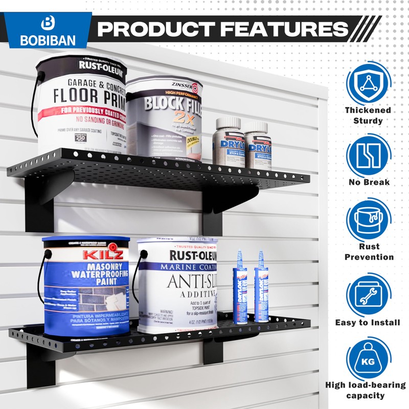 BOBIBAN 4 Pack Slatwall Shelves, Heavy Duty Metal Slat Wall