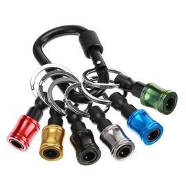 Saipor 6 Pieces Key Ring Bit Holder Set Portable Aluminium Alloy Screwdriver Bits Holder Quick Change Screwdriver Bit Holder Screw Holder for 1/4 Inch Hex Shank Drill