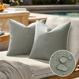 EMEMA Waterproof Cushion Cover Outdoor Waterproof Sofa Cushion Decorative Cushion Covers Decorative Cushion Cover Made of Polyester for Garden Sofa Living Room Bed Set of 2 40 x 40 cm Grey