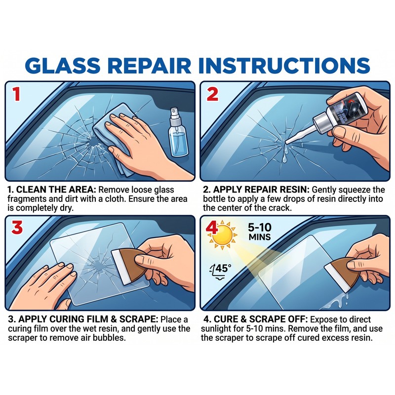 Windshield Crack Repair Kit for DIY Auto Glass Care –