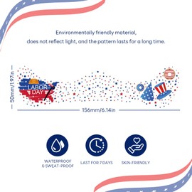 Independence Day Face Decor Patriotic Temporary Face Tattoos Stickers Red White Blue Cheek Tattoo Decals with USA Map for USA Parties 4th of July Makeup Labor Day Body Art