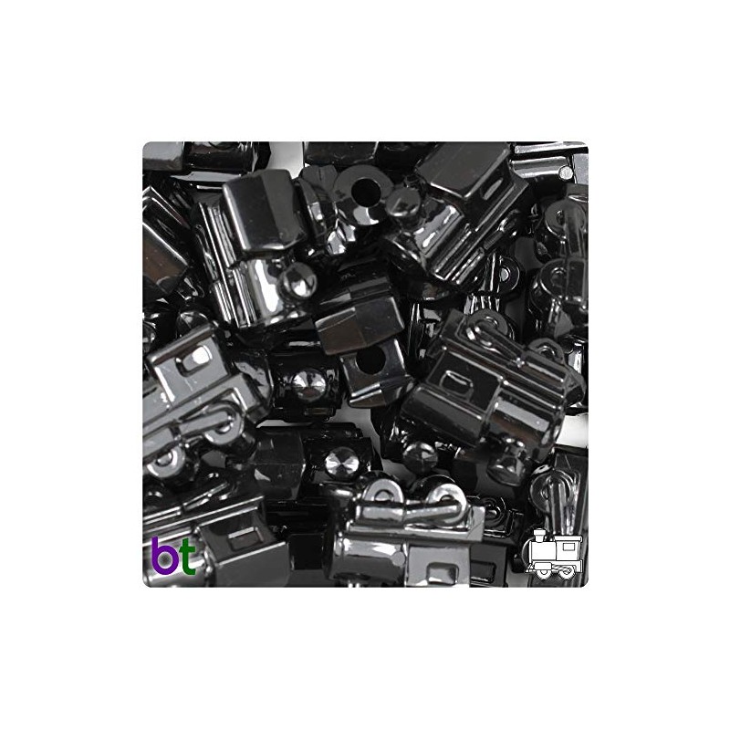 BeadTin Opaque 22mm Train Plastic Pony Beads (24pcs) (Black)