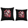 Japanese Anime Mask Floral Culture Illustration Throw Pillow