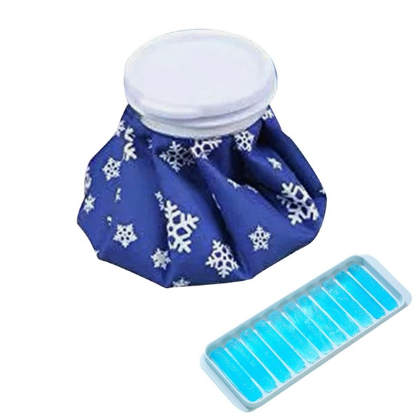 BDSHUNBF Ice Bag for Injuries, with Ice Cube Tray, Cool Bag Set, Reusable, Ice Bag for Cooling, Ice Bag, Hot Water Bag for Hot and Cold Therapy and Pain Relief (15 cm)
