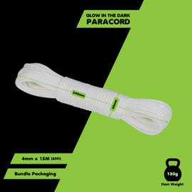 Brotree Luminous Glow In The Dark Paracord 550 4mm 15m Rope 9 Strands Parachute Cord for Crafting, DIY, Tent, Camping