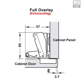 LOOTICH 165 Degree Full Overlay 35mm Hinges with Hydraulic Damper for Kitchen Cabinet Cupboard Wardrobe Door Metal Soft Close Hinge with Cushioning and Buffering Pack of 4