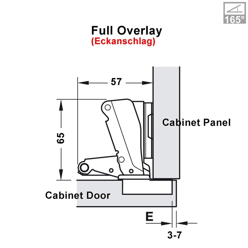 LOOTICH 165 Degree Full Overlay 35mm Hinges with Hydraulic Damper