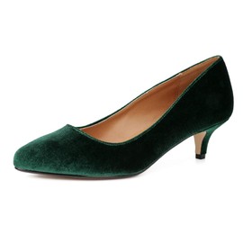 Unisex Men's Women's Classic Low Kitten Heel Pumps Emerald Green EU 42 - US 10 Women/8.5 Men
