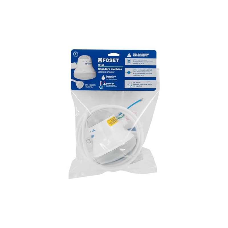 Foset REGEL-4G, Regadera eléctrica de 4 temperaturas 5-3/4" Gris