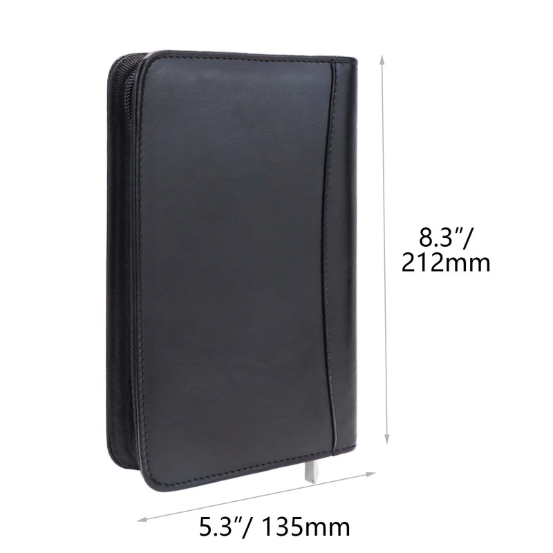 Black A6 Budget Binder Zipper PU Leather Binders Cover Refillable