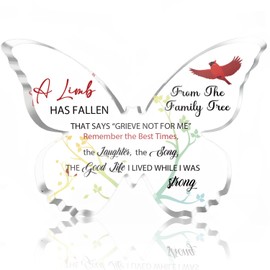 Cardinal Gifts - Memorial Gift for Loss of Loved One - Red Gifts Table Centerpieces -Sympathy Decorations Acrylic Glass Butterfly Gift - Clear Desk Decorative Sign for Home Office