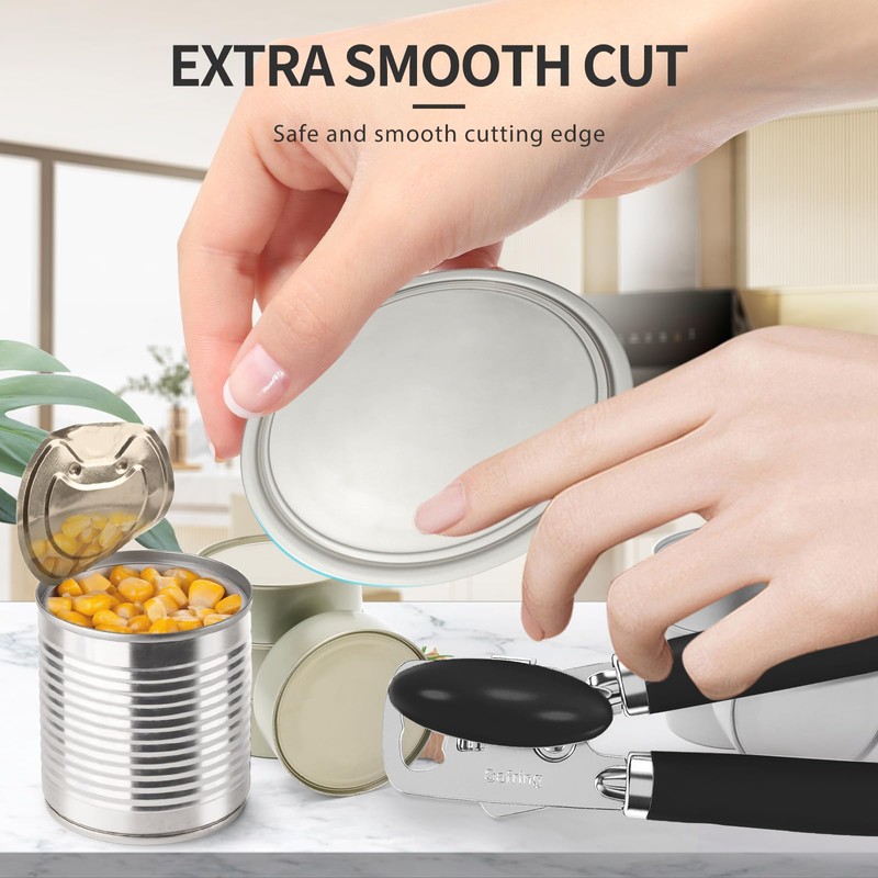 Safring Can Opener Manual, Heavy Duty Stainless Steel Smooth Edge