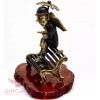Solid Brass Amber Figurine of City Angel on bench with