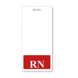 RN Badge Buddy - Heavy Duty Vertical Badge Buddies for Registered Nurses - Spill & Tear Proof Cards - 2 Sided USA Printed Quick Role Identifier ID Tag Backer by Specialist ID (Red)