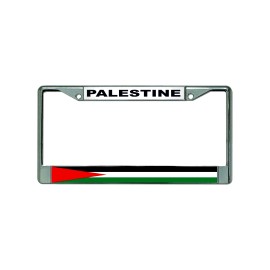 DIGIART PALESTINE PALESTANIAN FLAG Chrome Metal Car License Plate Frame