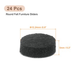uxcell Furniture Pads, 24Pcs 0.6" - Round Self Adhesive Felt Furniture Pads, Floor Protectors for Furniture Feet Chairs Legs Hardwood Floors (Black)