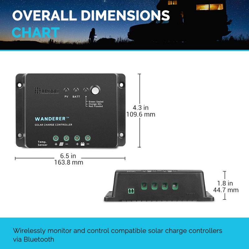Renogy Wanderer 30 Amp 12V Advanced PWM Negative Ground Solar